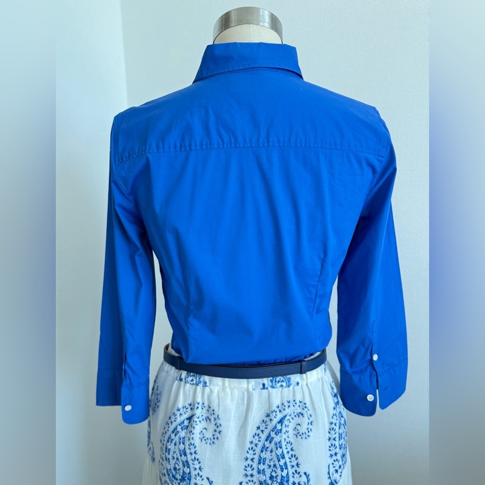 J. Crew Haberdashery cobalt Blue Cotton Blend Shirt, 3/4 sleeves Size S ( 4) - Picture 5 of 14